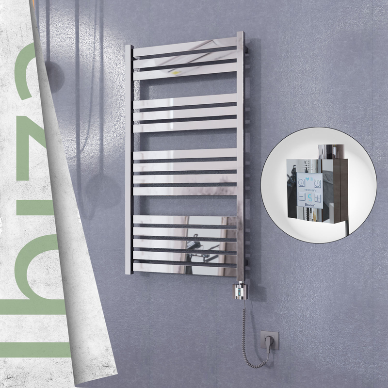 Ibiza Sèche Serviettes Electrique 600x1165 Finition de polissage Ktx4 600 Watt Câble en spirale