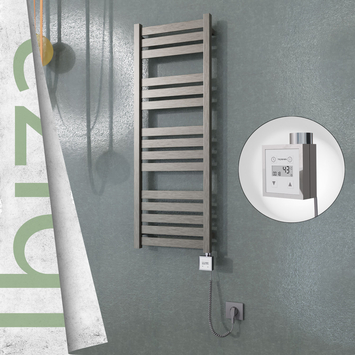 Radiva - Ibiza Elektrikli Paslanmaz Çelik Havlupan 400x1165 Satin Polisaj (KTX3 Termostat) 300W Spiral Kablolu
