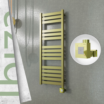 Radiva - Ibiza Elektrikli Paslanmaz Çelik Havlupan 400x1165 Satine Altın (KTX1 Termostat) 300W