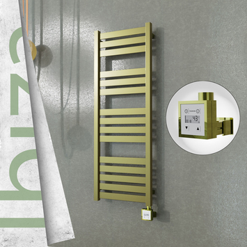Radiva - Ibiza Elektrikli Paslanmaz Çelik Havlupan 400x1165 Satine Altın (KTX3 Termostat) 300W