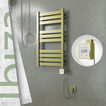 Radiva - Ibiza Elektrikli Paslanmaz Çelik Havlupan 400x780 Satine Altın (KTX3 Termostat) 200W Spiral Kablolu