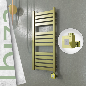 Radiva - Ibiza Elektrikli Paslanmaz Çelik Havlupan 400x960 Satine Altın (KTX1 Termostat) 300W