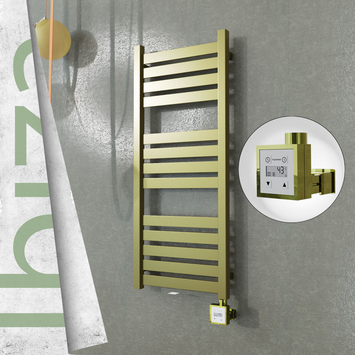 Radiva - Ibiza Elektrikli Paslanmaz Çelik Havlupan 400x960 Satine Altın (KTX3 Termostat) 300W