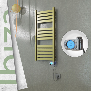 Radiva - Ibiza Elektrikli Paslanmaz Çelik Havlupan 400x960 Satine Altın (Musa Termostat) 300W