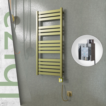 Radiva - Ibiza Elektrikli Paslanmaz Çelik Havlupan 500x1165 Satine Altın (KTX4 Termostat) 300W Spiral Kablolu