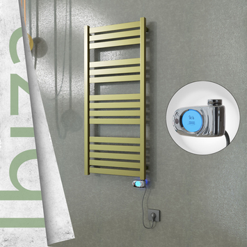 Radiva - Ibiza Elektrikli Paslanmaz Çelik Havlupan 500x1165 Satine Altın (Musa Termostat) 300W