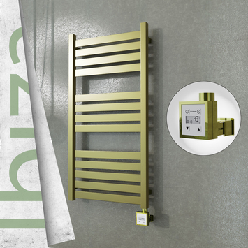 Radiva - Ibiza Elektrikli Paslanmaz Çelik Havlupan 500x960 Satine Altın (KTX3 Termostat) 300W