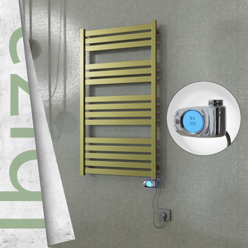 Radiva - Ibiza Elektrikli Paslanmaz Çelik Havlupan 600x1165 Satine Altın (Musa Termostat) 600W