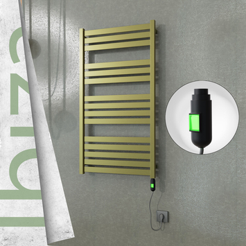 Radiva - Ibiza Elektrikli Paslanmaz Çelik Havlupan 600x1165 Satine Altın (On/Off Düğmeli) 600W