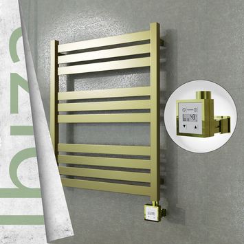 Radiva - Ibiza Elektrikli Paslanmaz Çelik Havlupan 600x780 Satine Altın (KTX3 Termostat) 300W