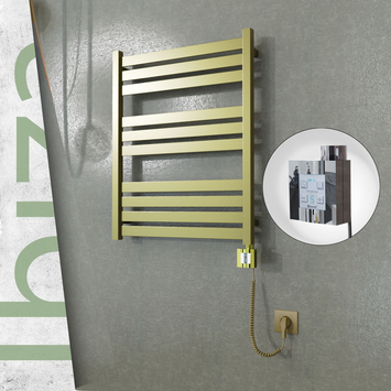 Radiva - Ibiza Elektrikli Paslanmaz Çelik Havlupan 600x780 Satine Altın (KTX4 Termostat) 300W Spiral Kablolu