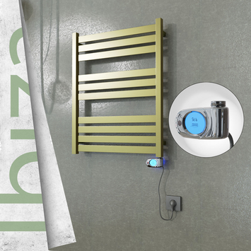 Radiva - Ibiza Elektrikli Paslanmaz Çelik Havlupan 600x780 Satine Altın (Musa Termostat) 300W