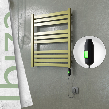 Radiva - Ibiza Elektrikli Paslanmaz Çelik Havlupan 600x780 Satine Altın (On/Off Düğmeli) 300W