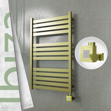 Radiva - Ibiza Elektrikli Paslanmaz Çelik Havlupan 600x960 Satine Altın (KTX1 Termostat) 300W