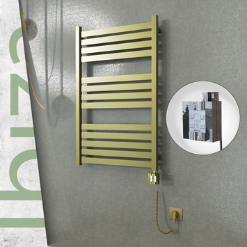 Radiva - Ibiza Elektrikli Paslanmaz Çelik Havlupan 600x960 Satine Altın (KTX4 Termostat) 300W Spiral Kablolu