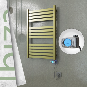  - IBIZA Elektrikli Paslanmaz Çelik Havlupan 600x960 Satine Altın (Musa Termostat) 300W