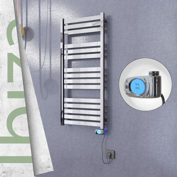 Ibiza Stainless Steel Electric Towel Warmer 500x1165 Polished Finish (Musa Thermostat) 300 W - Thumbnail