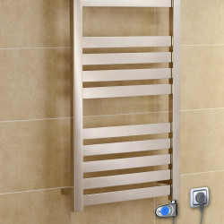Ibiza Stainless Steel Electric Towel Warmer 500x1165 Polished Finish (Musa Thermostat) 300 W - Thumbnail