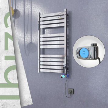 Ibiza Stainless Steel Electric Towel Warmer 500x960 Polished Finish (Musa Thermostat) 300 W - Thumbnail