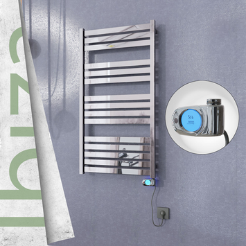 Ibiza Stainless Steel Electric Towel Warmer 600x1165 Polished Finish (Musa Thermostat) 300 W - Thumbnail