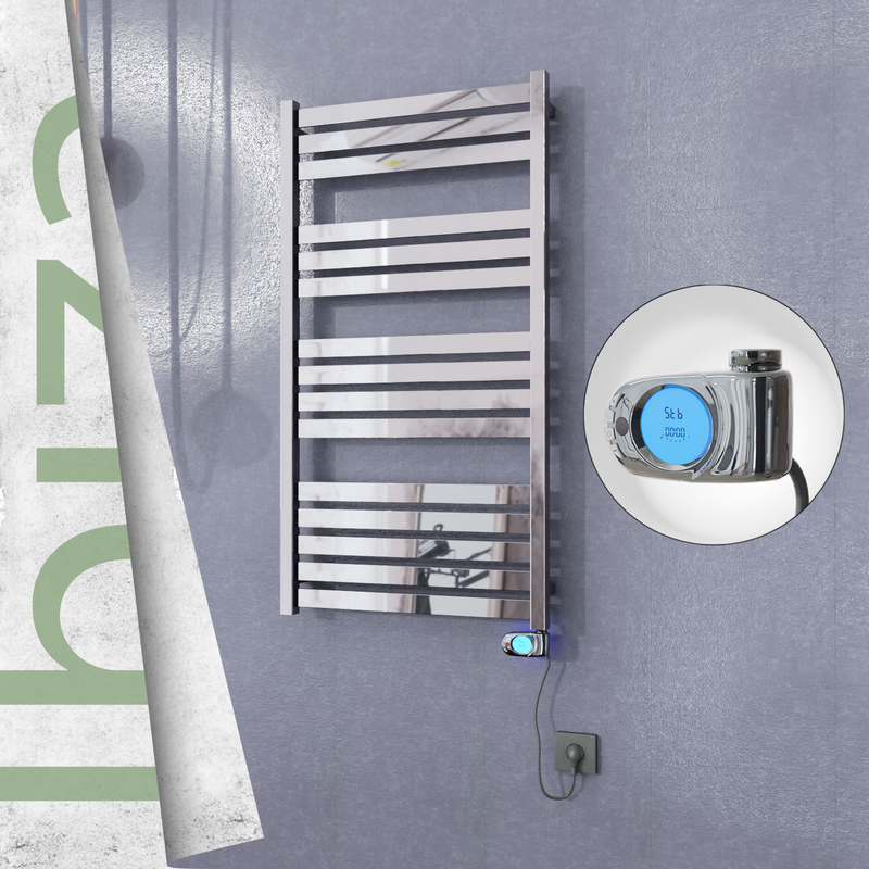 Ibiza Stainless Steel Electric Towel Warmer 600x1165 Polished Finish (Musa Thermostat) 300 W