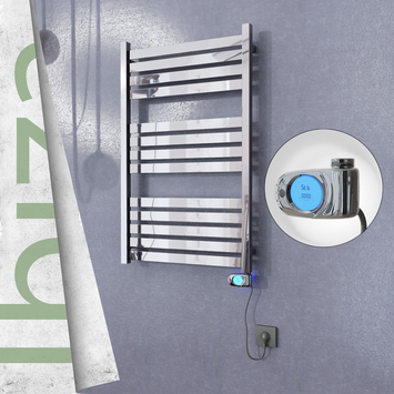 Ibiza Stainless Steel Electric Towel Warmer 600x960 Polished Finish (Musa Thermostat) 300 W - Thumbnail