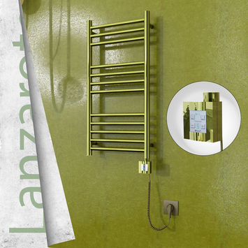 - Lanzarote Electric Towel Warmer 400x800 Gold Ktx4 200 W (Spiral Cable)  - Lanzarote Electric Towel Warmer 400x800 Gold Ktx4 200 W (Spiral Cable)