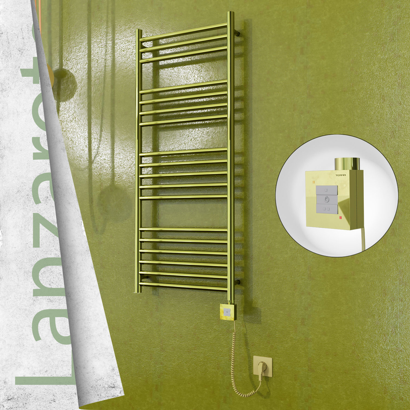 Lanzarote Sèche Serviettes Electrique 500x1200 Or Ktx1 300 Watt Câble en spirale