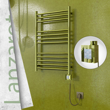- Lanzarote Electric Towel Warmer 500x800 Gold Ktx4 200 W (Spiral Cable)  - Lanzarote Electric Towel Warmer 500x800 Gold Ktx4 200 W (Spiral Cable)