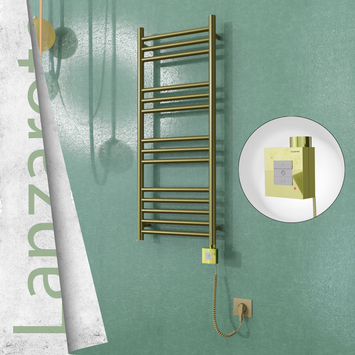 Radiva - Lanzarote Elektrikli Paslanmaz Çelik Havlupan 400x1000 Satine Altın (KTX1 Termostat) 200W Spiral Kablolu