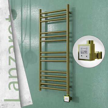 Radiva - Lanzarote Elektrikli Paslanmaz Çelik Havlupan 400x1000 Satine Altın (KTX3 Termostat) 200W
