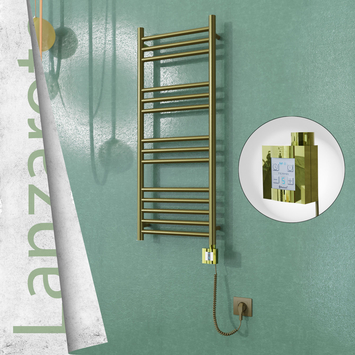  - LANZAROTE Elektrikli Paslanmaz Çelik Havlupan 400x1000 Satine Altın (KTX4 Termostat) 200W Spiral Kablolu