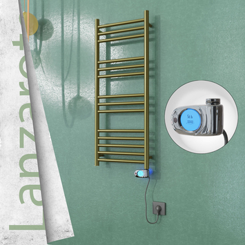  - LANZAROTE Elektrikli Paslanmaz Çelik Havlupan 400x1000 Satine Altın (Musa Termostat) 200W