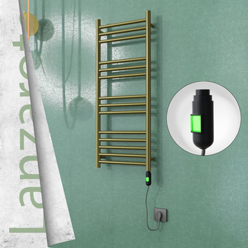  - LANZAROTE Elektrikli Paslanmaz Çelik Havlupan 400x1000 Satine Altın (On/Off Düğmeli) 200W