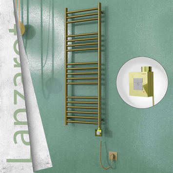  - LANZAROTE Elektrikli Paslanmaz Çelik Havlupan 400x1200 Satine Altın (KTX1 Termostat) 300W Spiral Kablolu