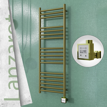  - LANZAROTE Elektrikli Paslanmaz Çelik Havlupan 400x1200 Satine Altın (KTX3 Termostat) 300W