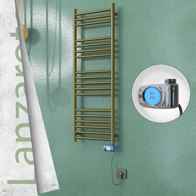 LANZAROTE Elektrikli Paslanmaz Çelik Havlupan 400x1200 Satine Altın (Musa Termostat) 300W