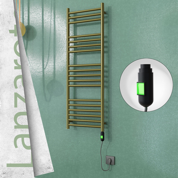 Radiva - Lanzarote Elektrikli Paslanmaz Çelik Havlupan 400x1200 Satine Altın (On/Off Düğmeli) 300W