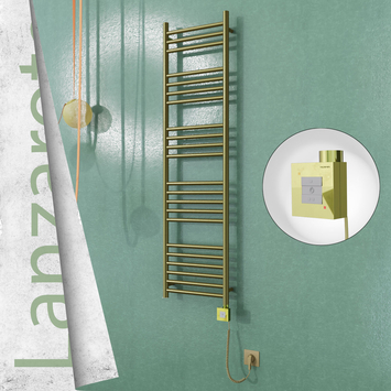  - LANZAROTE Elektrikli Paslanmaz Çelik Havlupan 400x1500 Satine Altın (KTX1 Termostat) 300W Spiral Kablolu