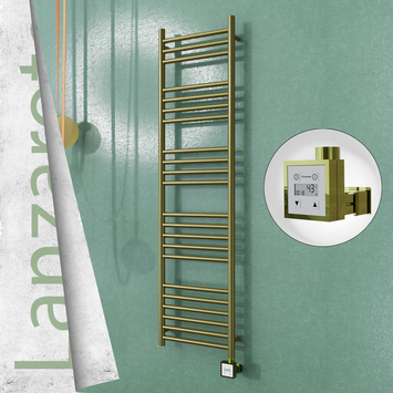 - LANZAROTE Elektrikli Paslanmaz Çelik Havlupan 400x1500 Satine Altın (KTX3 Termostat) 300W