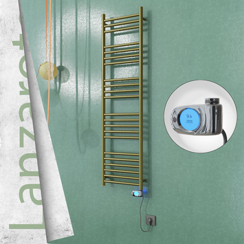  - LANZAROTE Elektrikli Paslanmaz Çelik Havlupan 400x1500 Satine Altın (Musa Termostat) 300W