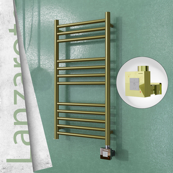 Radiva - Lanzarote Elektrikli Paslanmaz Çelik Havlupan 400x800 Satine Altın (KTX1 Termostat) 200W