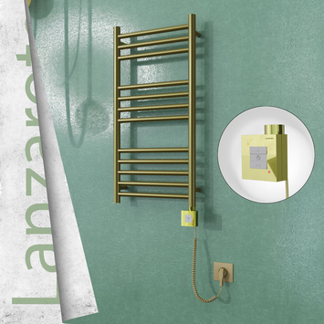 Radiva - Lanzarote Elektrikli Paslanmaz Çelik Havlupan 400x800 Satine Altın (KTX1 Termostat) 200W Spiral Kablolu