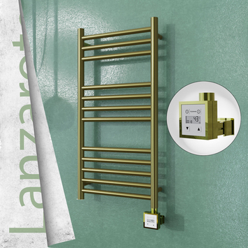 Radiva - Lanzarote Elektrikli Paslanmaz Çelik Havlupan 400x800 Satine Altın (KTX3 Termostat) 200W