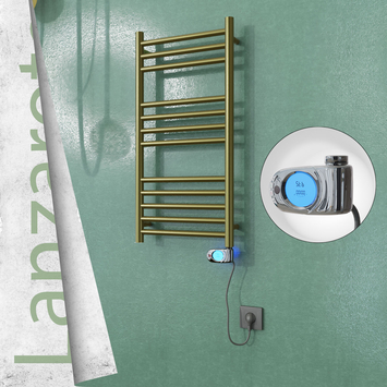 Radiva - Lanzarote Elektrikli Paslanmaz Çelik Havlupan 400x800 Satine Altın (Musa Termostat) 200W