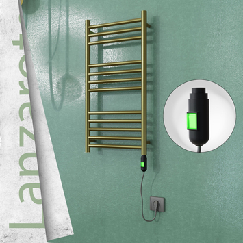 Radiva - Lanzarote Elektrikli Paslanmaz Çelik Havlupan 400x800 Satine Altın (On/Off Düğmeli) 200W