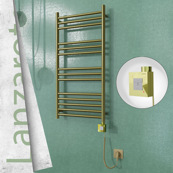 Radiva - Lanzarote Elektrikli Paslanmaz Çelik Havlupan 500x1000 Satine Altın (KTX1 Termostat) 200W Spiral Kablolu