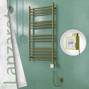 Radiva - Lanzarote Elektrikli Paslanmaz Çelik Havlupan 500x1000 Satine Altın (KTX3 Termostat) 200W Spiral Kablolu