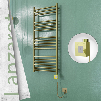 Radiva - Lanzarote Elektrikli Paslanmaz Çelik Havlupan 500x1200 Satine Altın (KTX1 Termostat) 300W Spiral Kablolu