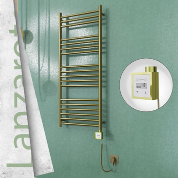 Radiva - Lanzarote Elektrikli Paslanmaz Çelik Havlupan 500x1200 Satine Altın (KTX3 Termostat) 300W Spiral Kablolu